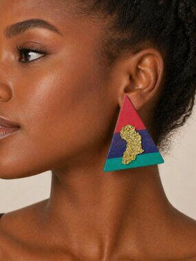 Wooden Pyramid Africa Earrings